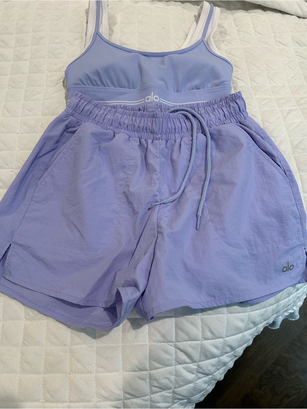 Alo Lavender Sports Bra & Shorts Set